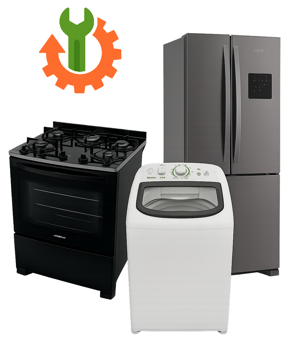 Geladeira, Máquina de Lavar e Fogão das marcas Brastemp e Consul